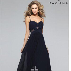 LIKE NEW Faviana Prom Collection 7742 Dress NAVY SIZE 2